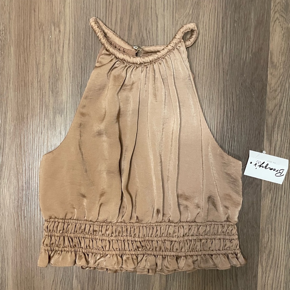 Golden Brown Sleeveless Crop Top